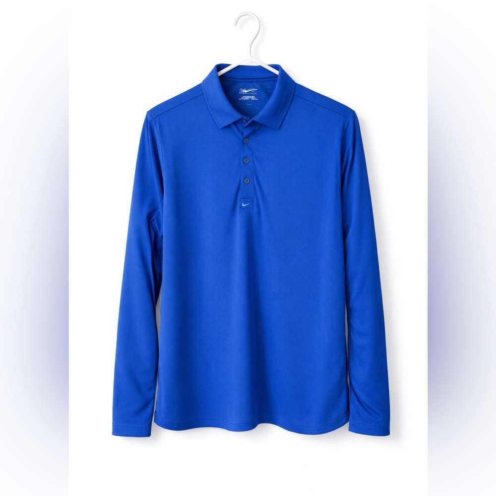 Nike Golf Dri-FIT Men’s XL Long Sleeve Polo Shirt Blue Performance Athletic